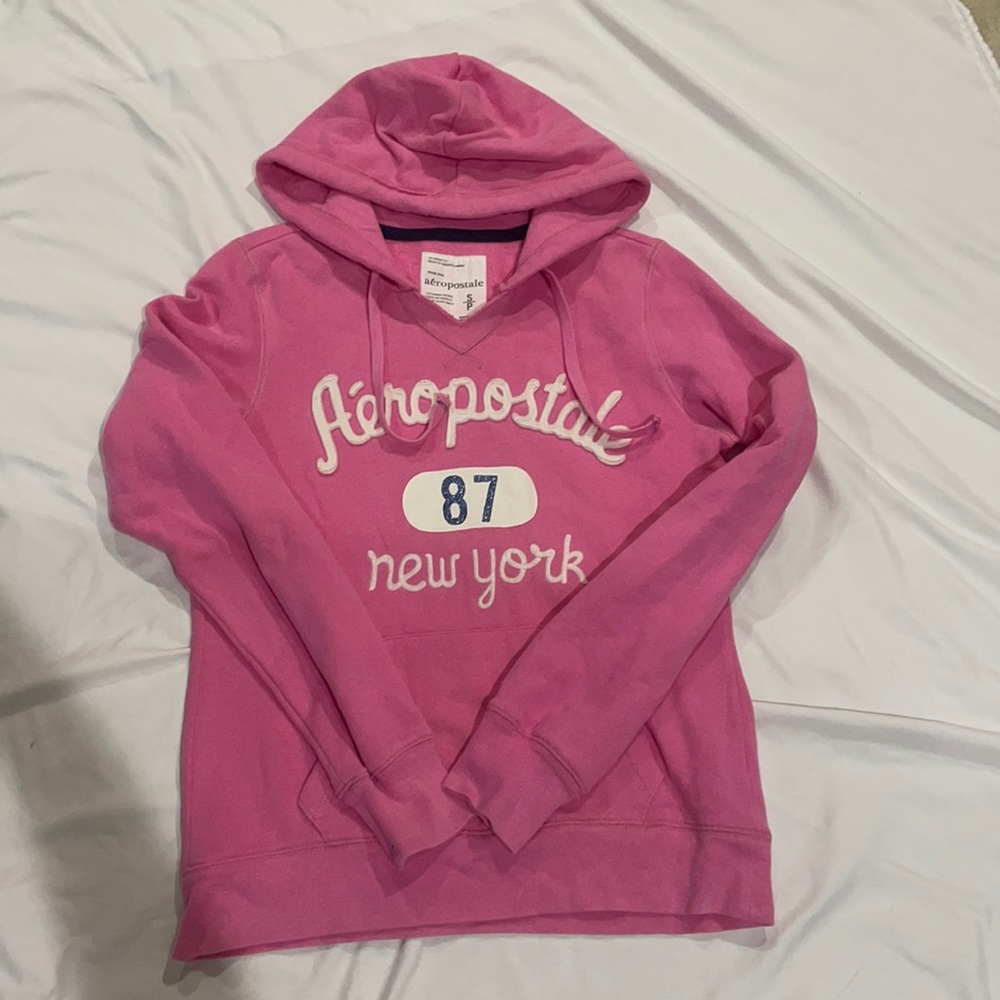pink Aeropostale sweatshirt and gray Aeropostale T-shirt